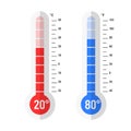 Flat style Celsius and Fahrenheit thermometers