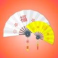 Flat style chinese new year fans