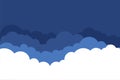 Flat style clouds in blue shades background Royalty Free Stock Photo