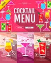 Flat style cocktail menu concept Web site design. Royalty Free Stock Photo