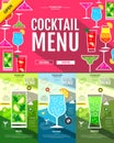 Flat style cocktail menu concept Web site design. Royalty Free Stock Photo