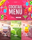 Flat style cocktail menu concept Web site design. Royalty Free Stock Photo