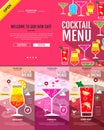 Flat style cocktail menu concept Web site design. Royalty Free Stock Photo