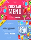 Flat style cocktail menu concept Web site design Royalty Free Stock Photo