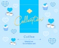 Flat style coffee background pattern.