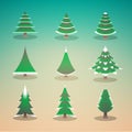 Flat style colored illustration pine tree set