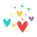 Flat Style Colorful Love Hearts And Stars Royalty Free Stock Photo