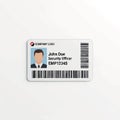 Clean Security Officer ID Badge Template with Barcode and Employee Photo Placeholder Flat Style 2D Illustration Royalty Free Stock Photo