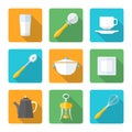 Flat style design dinnerware icons set