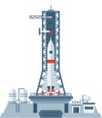Flat Style Detailed Rocket on Launch Pad Space Exploration Illustration Royalty Free Stock Photo