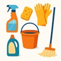 different household cleaning items Royalty Free Stock Photo