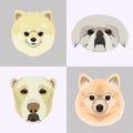 Flat style dog head icons. Cartoon dogs faces set