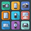 Flat Style Electronics Gadget Vector Icon Set