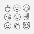 Flat style emoticon set