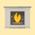 Flat style fireplace icon design house room warm christmas flame bright decoration coal furnace and comfortable warmth Royalty Free Stock Photo