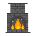 Flat style fireplace icon design house room warm christmas flame bright decoration coal furnace and comfortable warmth Royalty Free Stock Photo