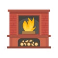 Flat style fireplace icon design house room warm christmas flame bright decoration coal furnace and comfortable warmth Royalty Free Stock Photo