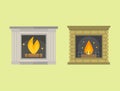 Flat style fireplace icon design house room warm christmas flame bright decoration coal furnace and comfortable warmth Royalty Free Stock Photo