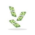 Flat style flying money. Dollar falling vector illustration.