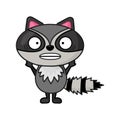 flat style funny scared raccoon character design