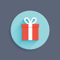 Flat style gift box vector icon Royalty Free Stock Photo