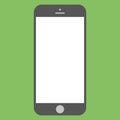 Flat style grey  Smartphone with white screen on green background. Mobile phone icon vector eps10. Royalty Free Stock Photo