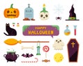 Flat style Halloween icon set cartoon illustration