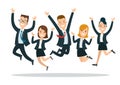 Flat business people happy jumping characters vect Royalty Free Stock Photo