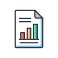 Colorful Bar Chart Report on Document, Business Finance Growth Graphic Icon Royalty Free Stock Photo