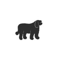 Flat style icon of komondor. Cute hungarian sheepdog. Simple silhouette pictogram for different design