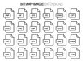 Flat style icon set. Bitmap image file type, extencion. Document format. Royalty Free Stock Photo