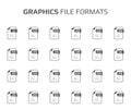 Flat style icon set. Graphic design, vector file type, extencion. Document format. Pictogram. Web and multimedia. Computer Royalty Free Stock Photo