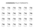 Flat style icon set. System,common file type, extencion. Document format. Pictogram. Web and multimedia. Computer technology Royalty Free Stock Photo