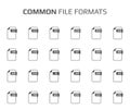 Flat style icon set. System,common file type, extencion. Document format. Pictogram. Web and multimedia. Computer technology Royalty Free Stock Photo