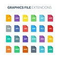 Flat style icon set. System file type extencion. Document format. Pictogram, web and multimedia. Computer technology Royalty Free Stock Photo