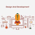 Flat style illustration for Design and Development. Royalty Free Stock Photo