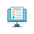 Completed checklist on computer screen signifying task completion Royalty Free Stock Photo