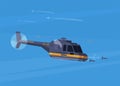 Flat style illustration helicopter isolated on color background