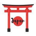 Flat style illustration of Japanese traditional gate. Royalty Free Stock Photo