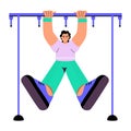A flat style illustration showing a character doing front lever exercise Royalty Free Stock Photo