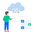 A flat style illustration showing cloud server Royalty Free Stock Photo