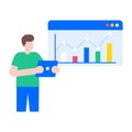 A flat style illustration showing data scientist Royalty Free Stock Photo