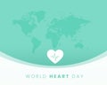 flat style international heart day pulse poster with world map design Royalty Free Stock Photo