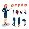 Flat style isometric body parts of woman vector illustration set