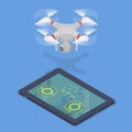 Flat isometric drone quadcopter smartphone tablet