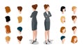 Flat isometric head face types woman hair style co