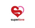 Flat style logo of super love heart