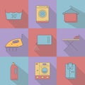 Flat style with long shadows, laundry vector icon.