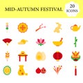 Flat Style Mid Autumn Colorful Icon Royalty Free Stock Photo