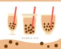 Flat style milk bubble tea vector drink tapioca cup. Royalty Free Stock Photo